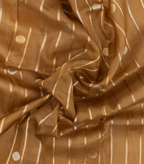 Gold Woven Pure Banarasi Organza Silk Saree With Stripes & Buttas-KS1154
