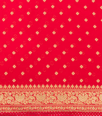 Red Woven Blended Crepe Saree With Floral Motifs & Sequin Work-EN1921