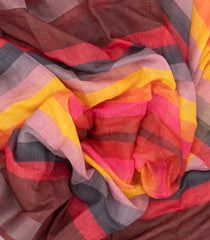 Multi Colour Woven Synthetic Linen Saree With Printed Stripes-BL4406