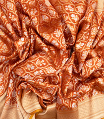 Mustard Handloom Organza Satin Soft Silk Saree With Floral Vine Motifs-SO4081
