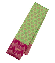 Light Green Handloom Kanchipuram Silk Saree With Meena Floral Motifs-KA14745