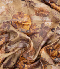 Beige Handloom Tussar Silk Saree With Printed Floral Motifs-TU3215