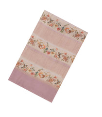 Light Peach Woven Blended Organza With Printed Motifs-BL4735