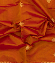 Orange Handloom Silk Cotton Saree With Zari Buttas-SC4365
