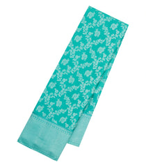 Cyan Handloom Kanchipuram Bridal Silk Saree With Floral Zari Motifs-KA16290