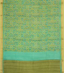 Lime Green Woven Pure Silk Saree With Printed Floral Motifs-PS0660