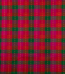 White Handloom Kanchipuram Silk Saree With Contrast Checked Pallu-KA14693