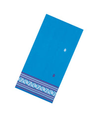Sky Blue Handwoven Bengal Cotton Saree With Floral Buttas-BG1509