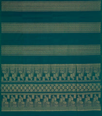 Sea Green Handloom Soft Silk Saree With Floral Stripes-SO4702