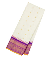 White Handloom Gadwal SICO Saree With Cotton Body & Silk Border-GA0410
