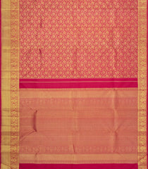 Crimson Handloom Kanchipuram Silk Saree With  Floral Vine Motifs-KA16738