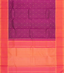 Purple Handloom Kanchipuram Silk Saree With Zari Checks-KA15222