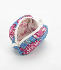 Blue Cotton Bagru Printed Coin Pouch With Zipper-ACS1072
