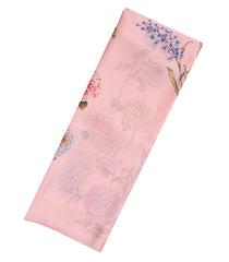 Baby Pink Woven Satin Silk Saree With Printed Bird Motifs-PS0536