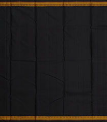 Mustard Handloom Korvai Kanchipuram Silk Saree With Stripes & Black Border-KA13136