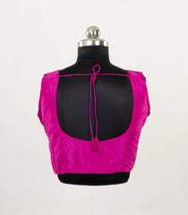Pink Readymade Sleeveless Blended Silk Blouse With Sweetheart Neck-RB5218