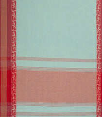 Light Blue Handloom Bengal Cotton Saree With Swan Motifs-BG1561