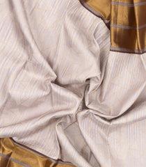 Off White Handloom Korvai Kanchipuram Silk Saree With Abstract Motifs-KA13607