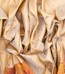 Gold Handloom Tissue Kanchipuram Silk Saree With Meena Floral Motifs-KA13356