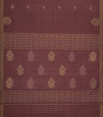 Brown Woven Tussar Silk Saree With Peacock Buttas-TU3277