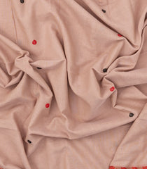 Dusty Peach Handloom Bengal Cotton Saree With Kamalam Buttas-BG1666