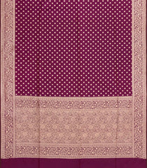 Burgundy Woven Blended Satin Saree With Floral Zari Motifs-BL5997
