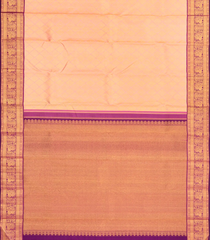 Light Peach Handloom Korvai Kanchipuram Silk Saree With Diamond Motifs-KA14582