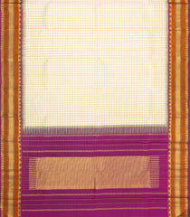 Cream Handloom Korvai Kanchipuram Silk Saree With Silk Checks-KA16678