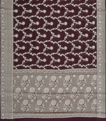 Brown Woven Dupion Silk Saree With Floral Jaal Motifs-DS0576