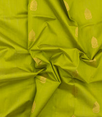 Light Green Handloom Silk Cotton Saree With Buttas & Contrast Zari Border-SC4657
