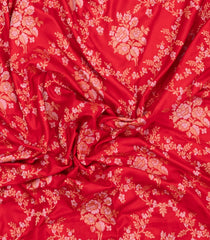 Red Handloom Banarasi Silk Saree With Meena Floral Motifs-BE1769