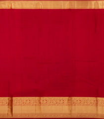 Red Handloom Kanchipuram Silk Saree With Dotted Stripes& Buttas-KA14772