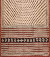 Beige Printed Chanderi Cotton Saree With Floral Motifs-CC1768
