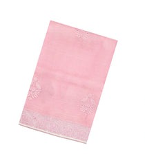 Baby Pink Embroidered Organza Silk Saree With Floral Motifs-KS1056