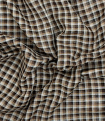 Black Woven Linen Saree With Checks-LI0726