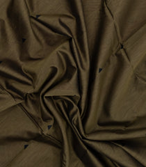 Dark Beige Handloom Maheswari Silk Cotton Saree With Buttas & Zari Border-SC4882