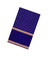 Violet Handloom Silk Cotton Saree With Checks-SC4224