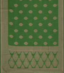 Green Woven Art Linen Saree With Zari Border-BL5632