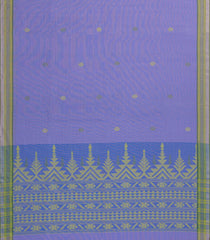Lavender Handloom Bengal Cotton Saree With Stirpes & Floral Buttas-BG1694