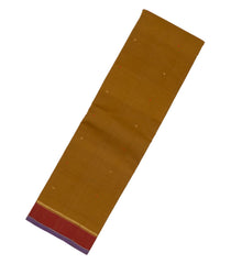 Oil Mustard Handloom Kanchi Cotton Saree With Coin Buttas-KC1571