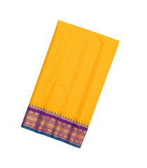Mango Yellow Handloom Gadwal Silk Cotton Saree With Checks & Buttas-GA0176