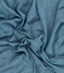 Light Blue Handloom Gadwal Silk Cotton Saree With Stripes-GA0400
