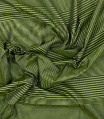 Leafy Green Handloom Soft Silk Saree With Stripes & Border-SO4546