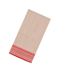 Taupe Handloom Bengal Cotton Saree With Contrast Border-BG1642