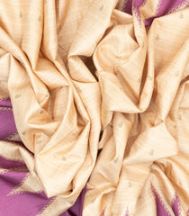 Sandal Woven Art Tussar Saree With Buttas & Contrast Pink Border-BL3617