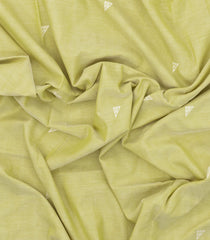 Lime Green Handloom Bengal Cotton Saree With Triangle Motifs-BG1630