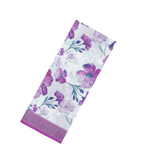 Magenta Printed Synthetic Linen Saree With Floral Motifs-SY0184
