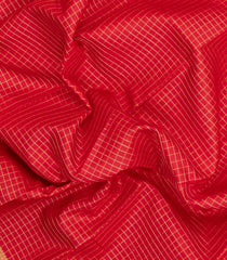 Red Handloom Kanchipuram Silk Saree With Zari Checks-KA16146