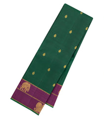 Dark Green Handloom Kanchipuram Silk Saree With Buttas-KA15241
