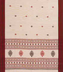 Cream Handloom Bengal Cotton Saree With Geometric Buttas-BG1658